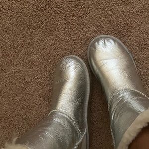 Metallic silver UGG boots
